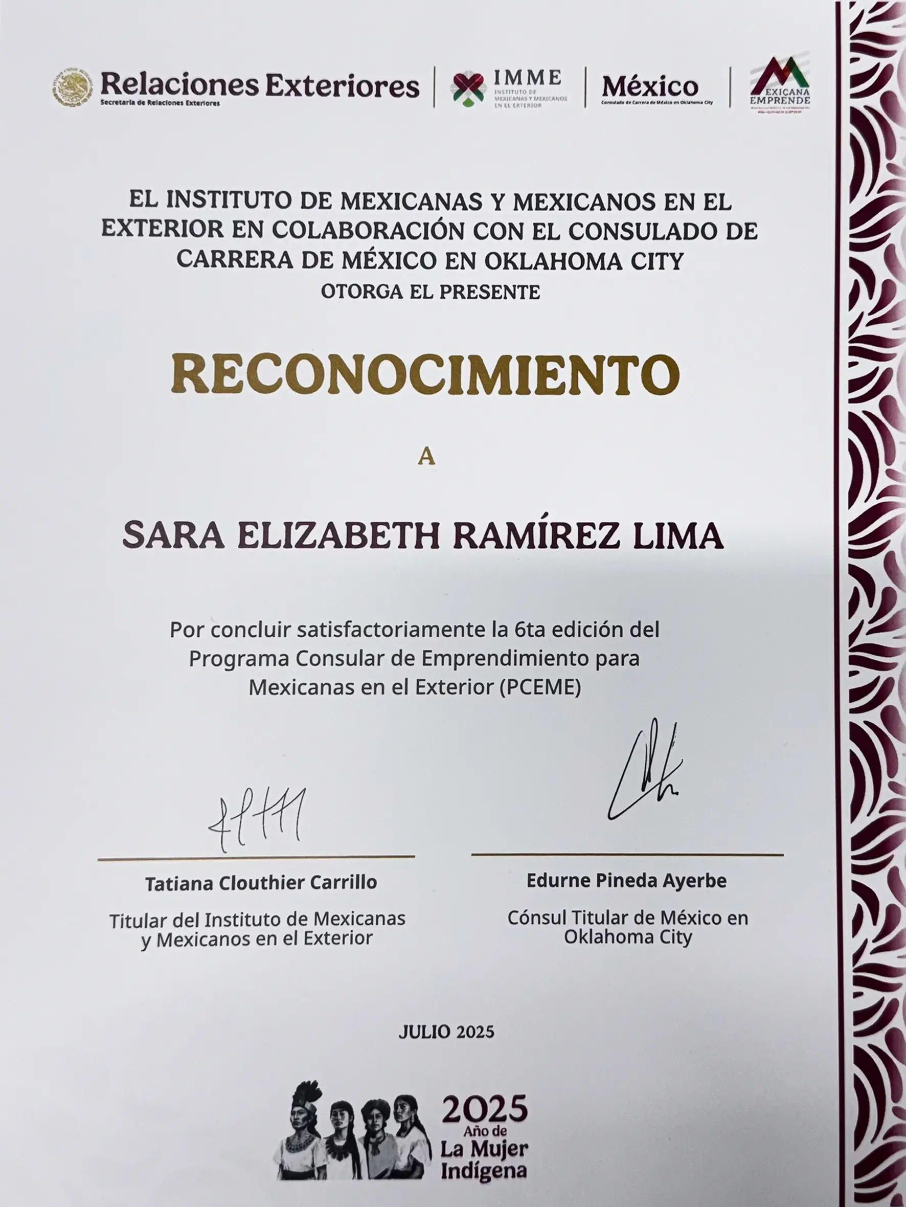 Reconocimiento la mujer indigena 2025